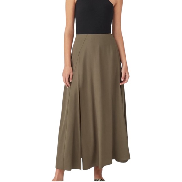 Cuyana Tencel Olive Green Split Front Boho Maxi Skirt - XS - Picture 3 of 15
